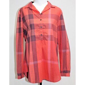 Burberry Red and Pink Plaid Blouse